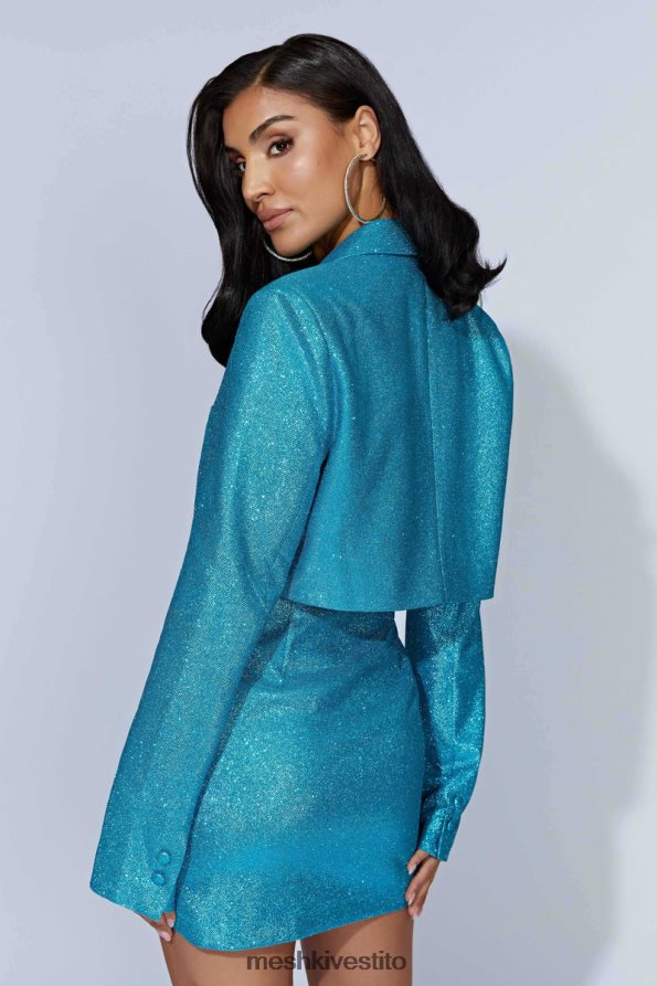 Meshki Luella blazer corto svasato luccicante vestiario acquamarina 6L048P1658