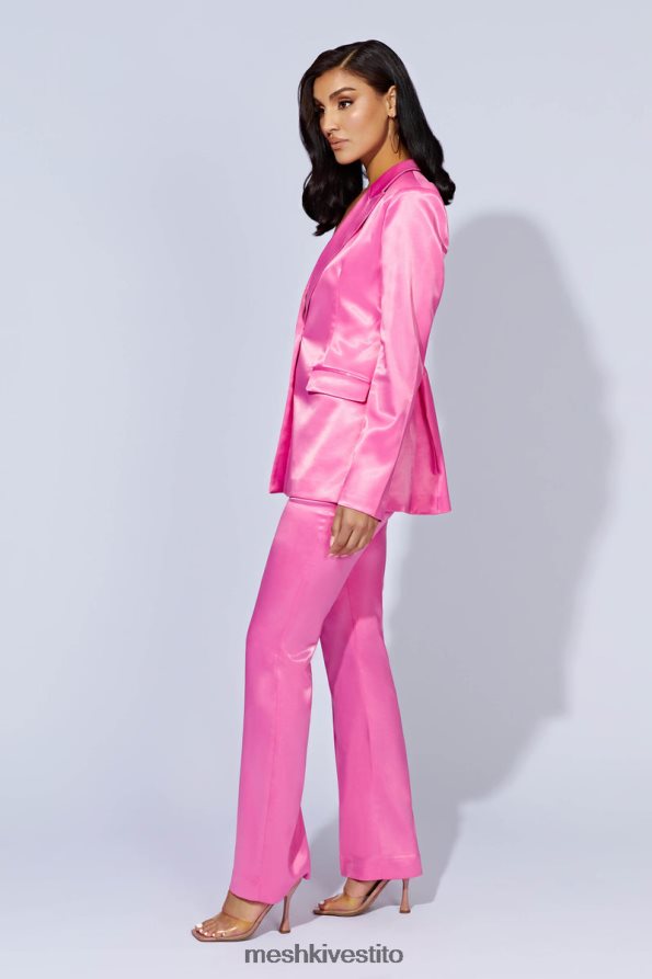 Meshki blazer in raso maeva vestiario rosa gomma da masticare 6L048P1656