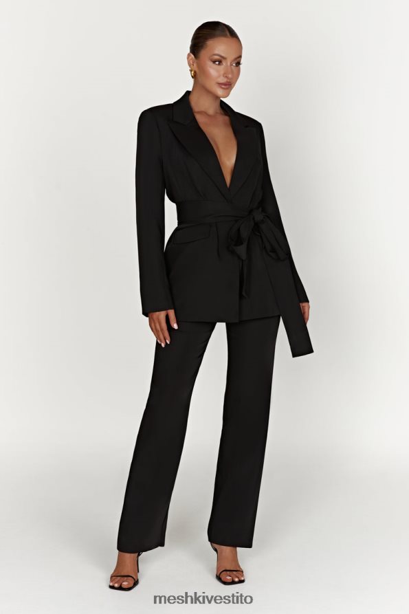 Meshki blazer oversize con cintura Arna vestiario nero 6L048P1643