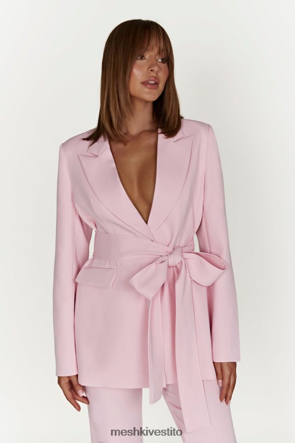 Meshki blazer oversize con cintura Arna vestiario rosa cipria 6L048P1630