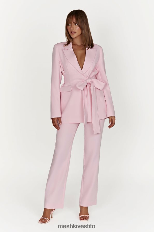 Meshki blazer oversize con cintura Arna vestiario rosa cipria 6L048P1630