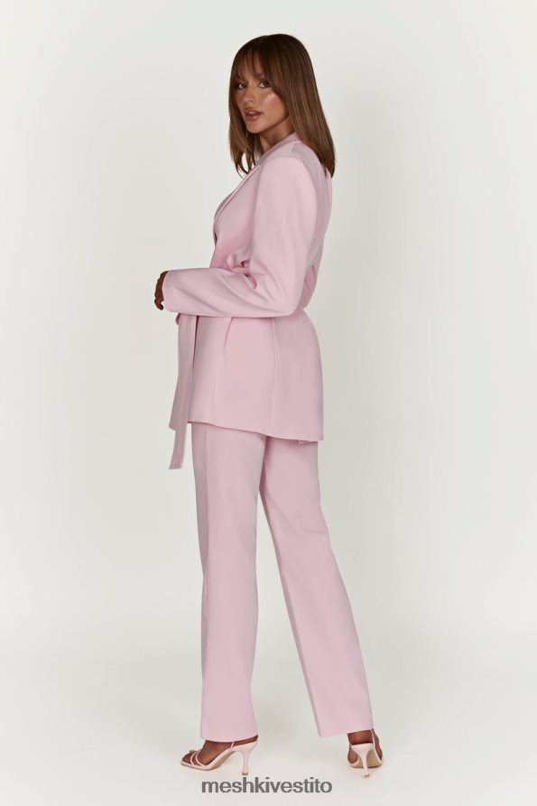 Meshki blazer oversize con cintura Arna vestiario rosa cipria 6L048P1630