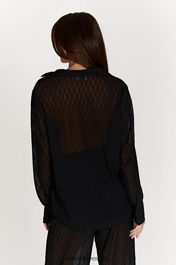 Meshki Camicia oversize Karla con pieghe a onde vestiario nero 6L048P1221