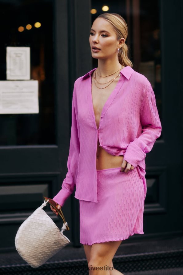 Meshki Camicia oversize Karla con pieghe a onde vestiario rosa Rosa 6L048P1057