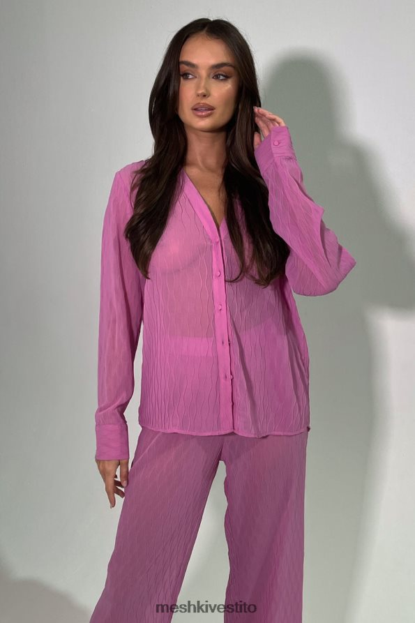Meshki Camicia oversize Karla con pieghe a onde vestiario rosa Rosa 6L048P1057
