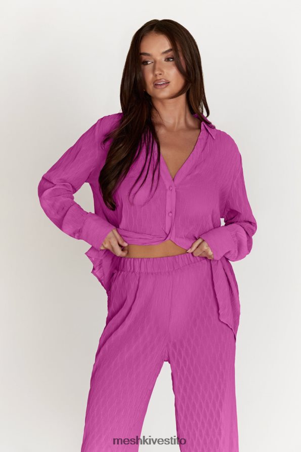 Meshki Camicia oversize Karla con pieghe a onde vestiario rosa Rosa 6L048P1057