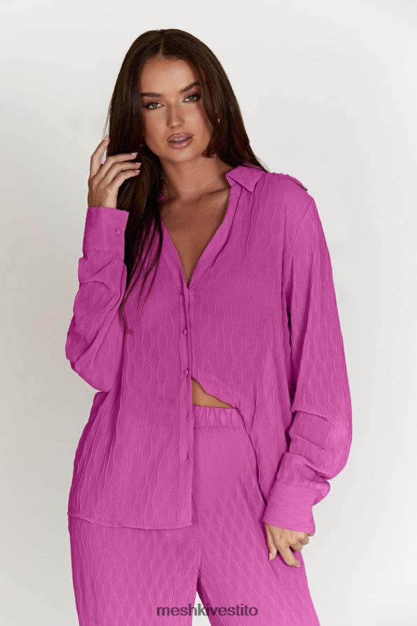 Meshki Camicia oversize Karla con pieghe a onde vestiario rosa Rosa 6L048P1057