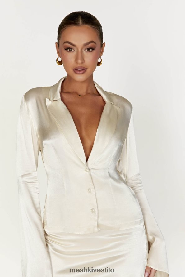 Meshki camicia a maniche lunghe con colletto noa vestiario avorio 6L048P876