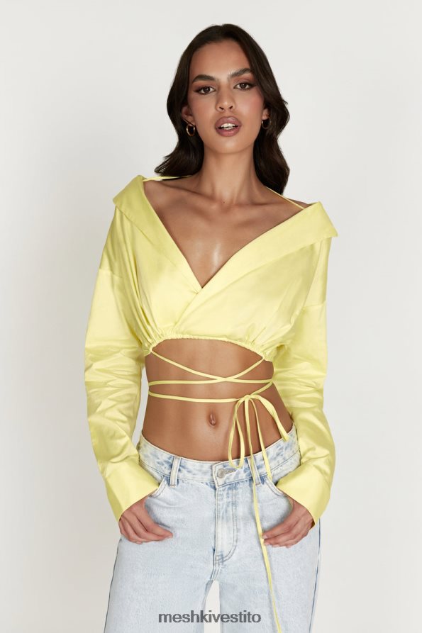 Meshki camicia a maniche lunghe con spalle scoperte Freya vestiario limone 6L048P1055