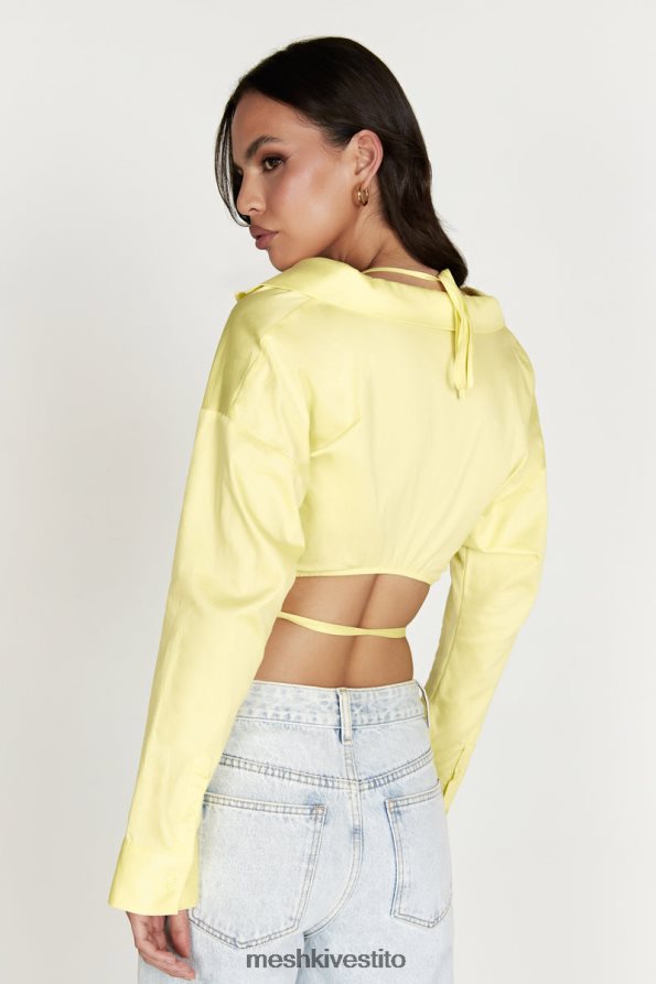 Meshki camicia a maniche lunghe con spalle scoperte Freya vestiario limone 6L048P1055