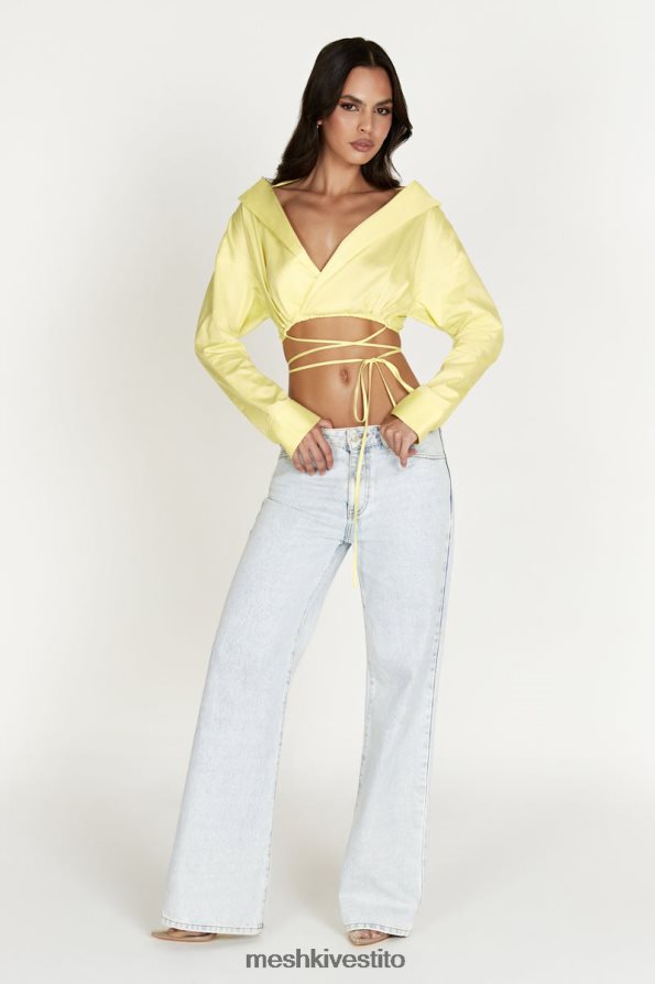 Meshki camicia a maniche lunghe con spalle scoperte Freya vestiario limone 6L048P1055