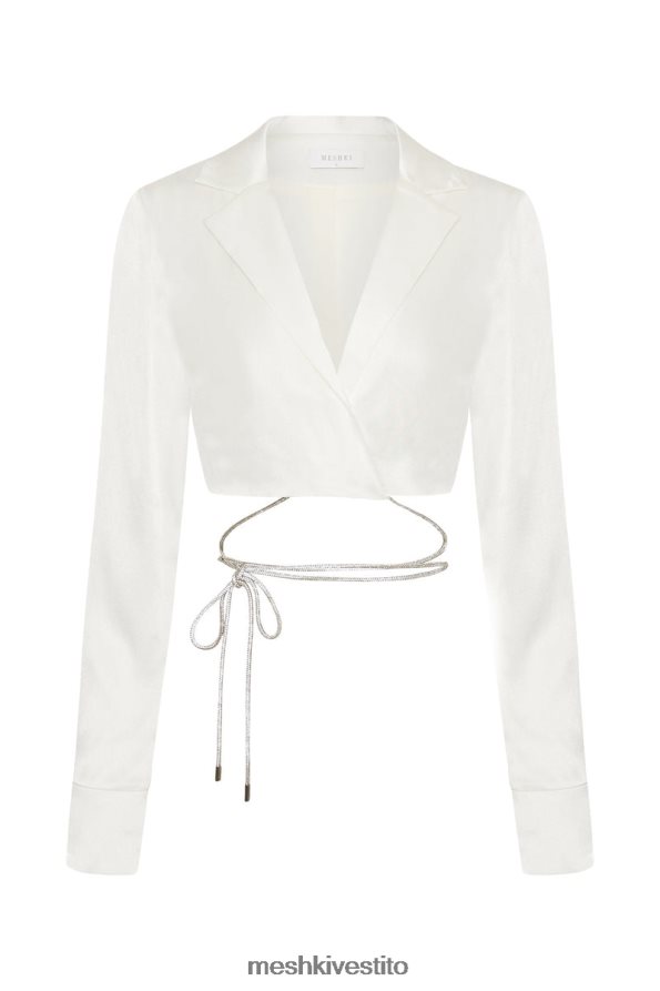 Meshki camicia in corda di diamante talulah vestiario bianco 6L048P1034