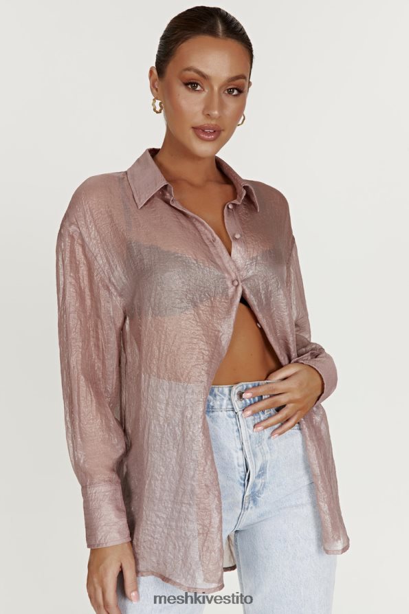 Meshki camicia oversize iridescente trasparente Molly vestiario tortora 6L048P1105