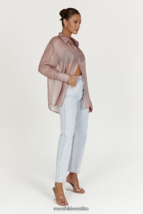Meshki camicia oversize iridescente trasparente Molly vestiario tortora 6L048P1105