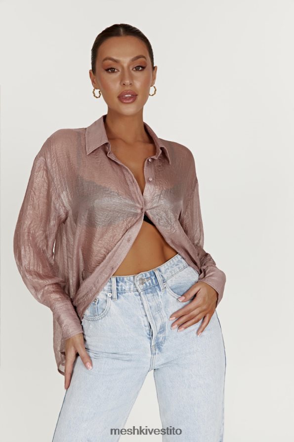 Meshki camicia oversize iridescente trasparente Molly vestiario tortora 6L048P1105