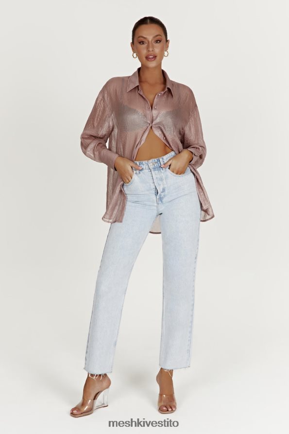 Meshki camicia oversize iridescente trasparente Molly vestiario tortora 6L048P1105