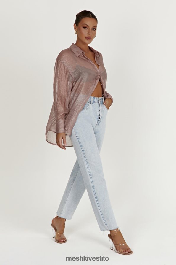 Meshki camicia oversize iridescente trasparente Molly vestiario tortora 6L048P1105
