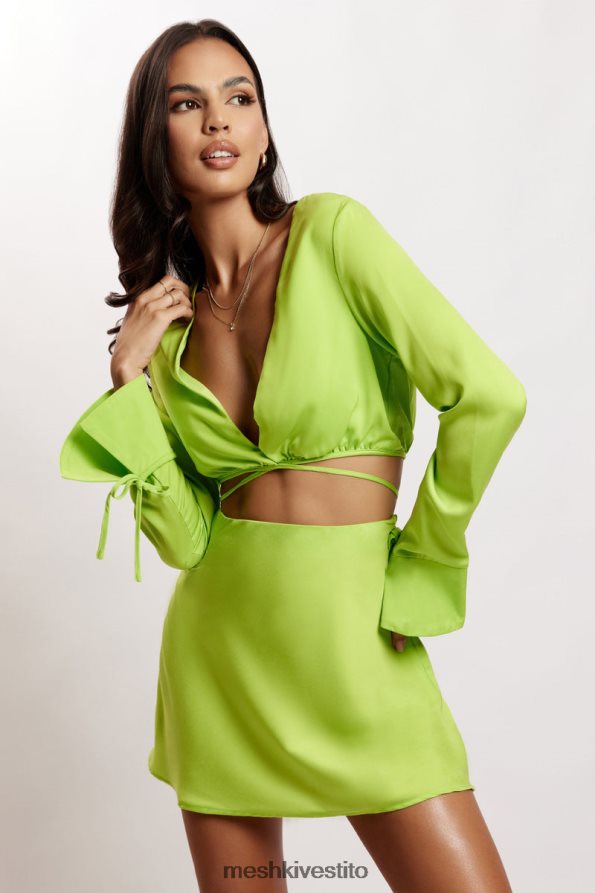 Meshki rheanna avvolge la camicia corta vestiario verde lime 6L048P1193