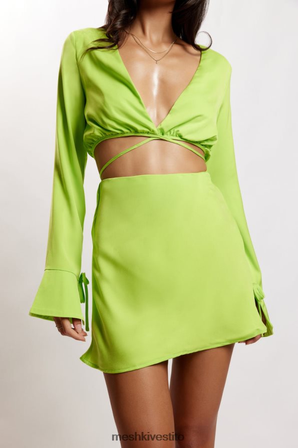 Meshki rheanna avvolge la camicia corta vestiario verde lime 6L048P1193