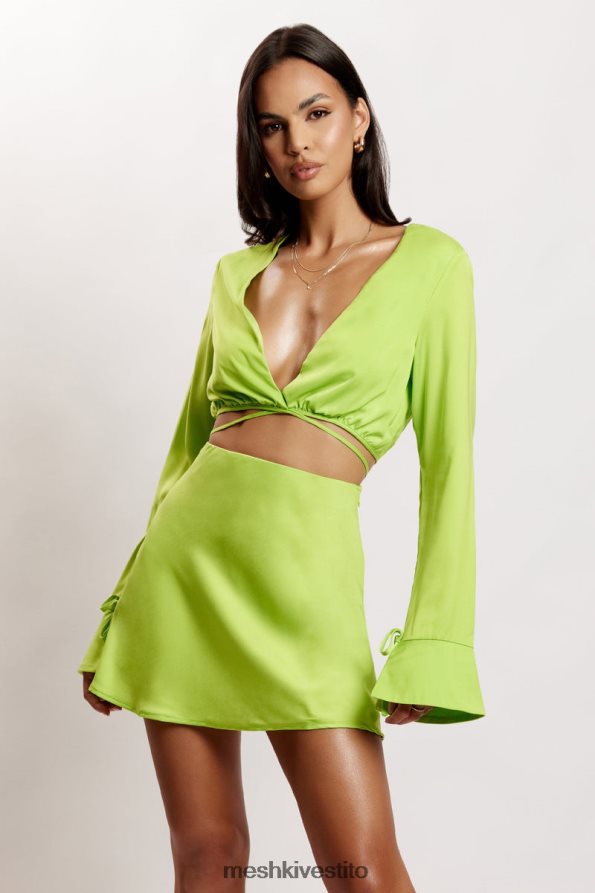 Meshki rheanna avvolge la camicia corta vestiario verde lime 6L048P1193