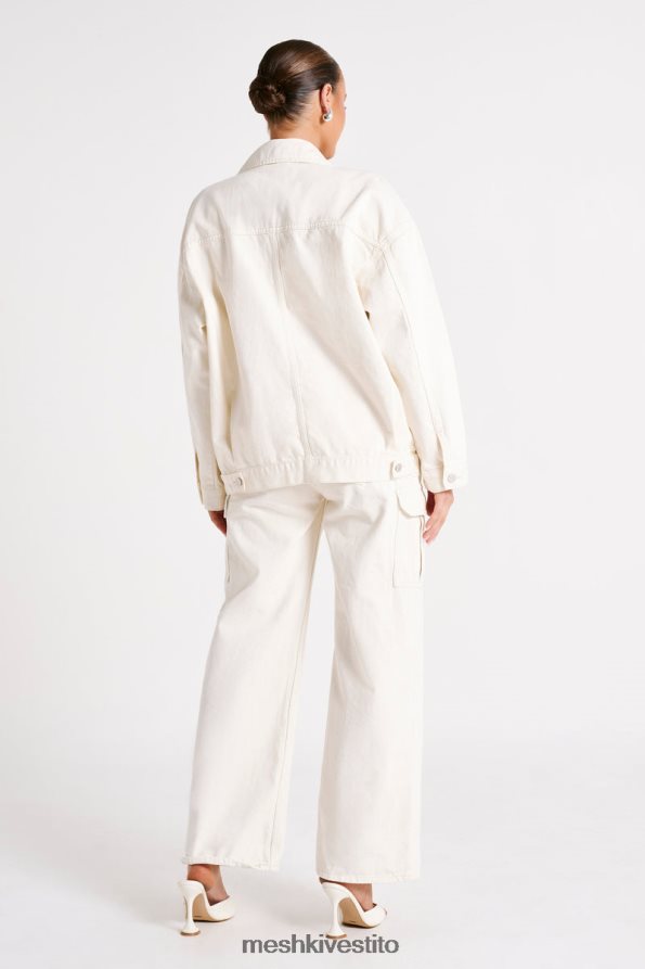 Meshki giacca di jeans oversize di sion vestiario ecru 6L048P1252