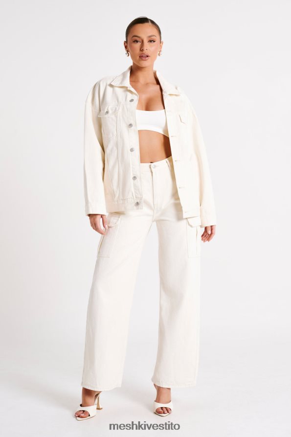 Meshki giacca di jeans oversize di sion vestiario ecru 6L048P1252
