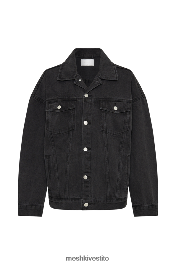 Meshki giacca di jeans oversize di sion vestiario nero lavato 6L048P1325