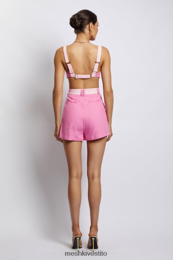 Meshki Bustier in lino con pannello a contrasto Yalda vestiario rosa confetto 6L048P1180