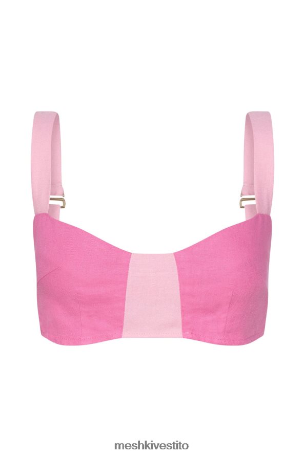 Meshki Bustier in lino con pannello a contrasto Yalda vestiario rosa confetto 6L048P1180