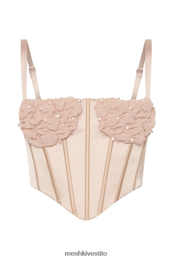 Meshki Kristy parte superiore del corsetto con busto arricciato vestiario Champagne 6L048P1085
