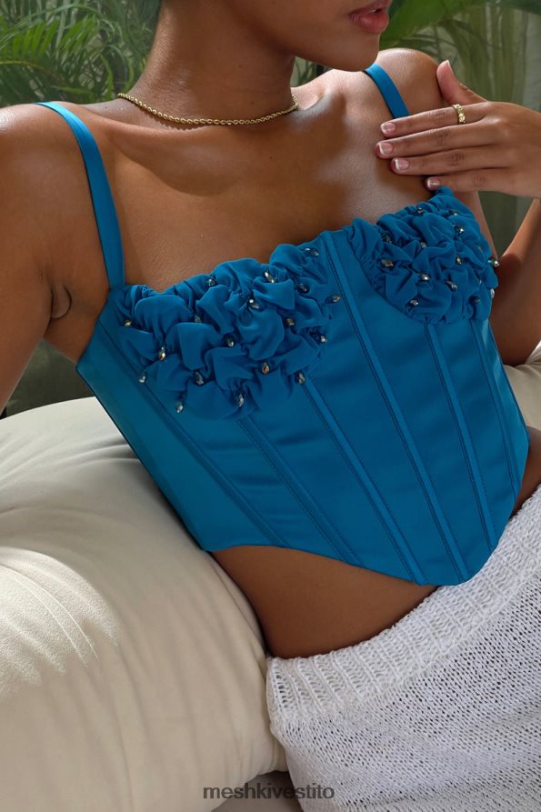 Meshki Kristy parte superiore del corsetto con busto arricciato vestiario blu marino 6L048P975