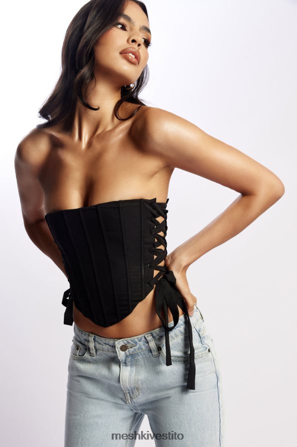Meshki Top corsetto senza spalline Elizabeth vestiario nero 6L048P1119