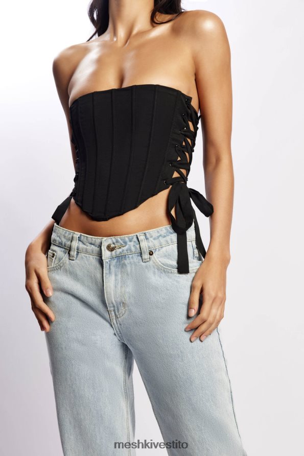 Meshki Top corsetto senza spalline Elizabeth vestiario nero 6L048P1119