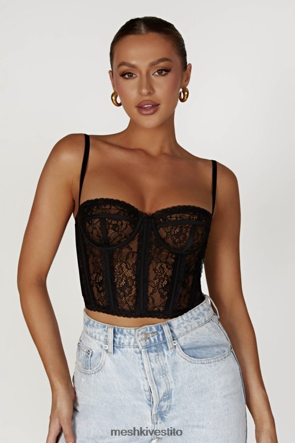 Meshki bustier in pizzo sansa vestiario nero 6L048P827