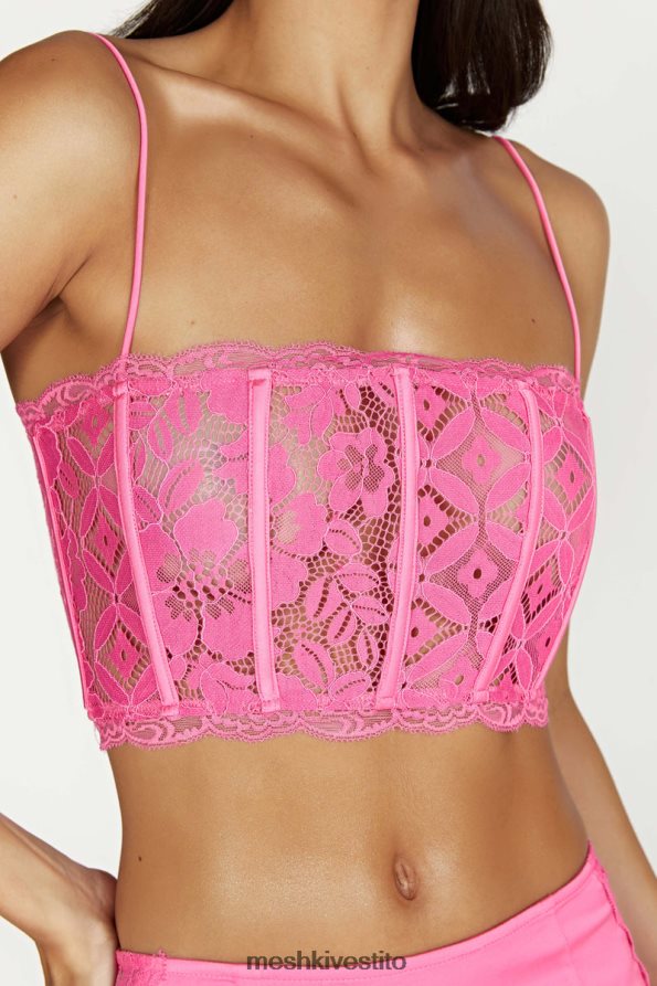 Meshki corpetto Bellamy in pizzo smerlato vestiario rosa gomma da masticare 6L048P1019