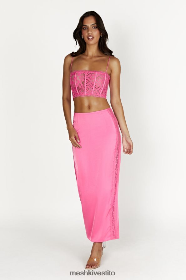 Meshki corpetto Bellamy in pizzo smerlato vestiario rosa gomma da masticare 6L048P1019