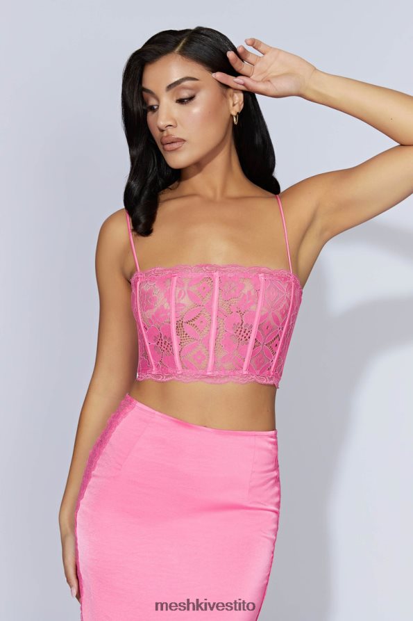 Meshki corpetto Bellamy in pizzo smerlato vestiario rosa gomma da masticare 6L048P1019