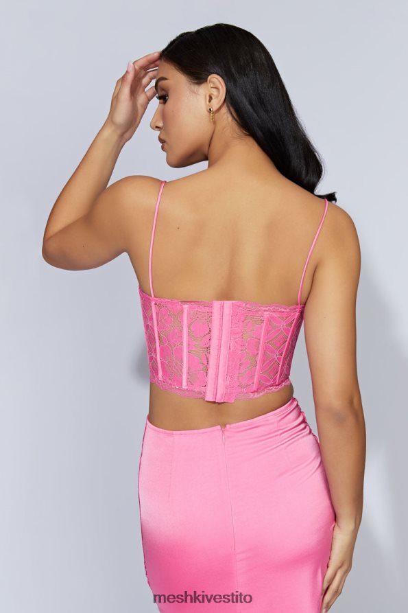 Meshki corpetto Bellamy in pizzo smerlato vestiario rosa gomma da masticare 6L048P1019