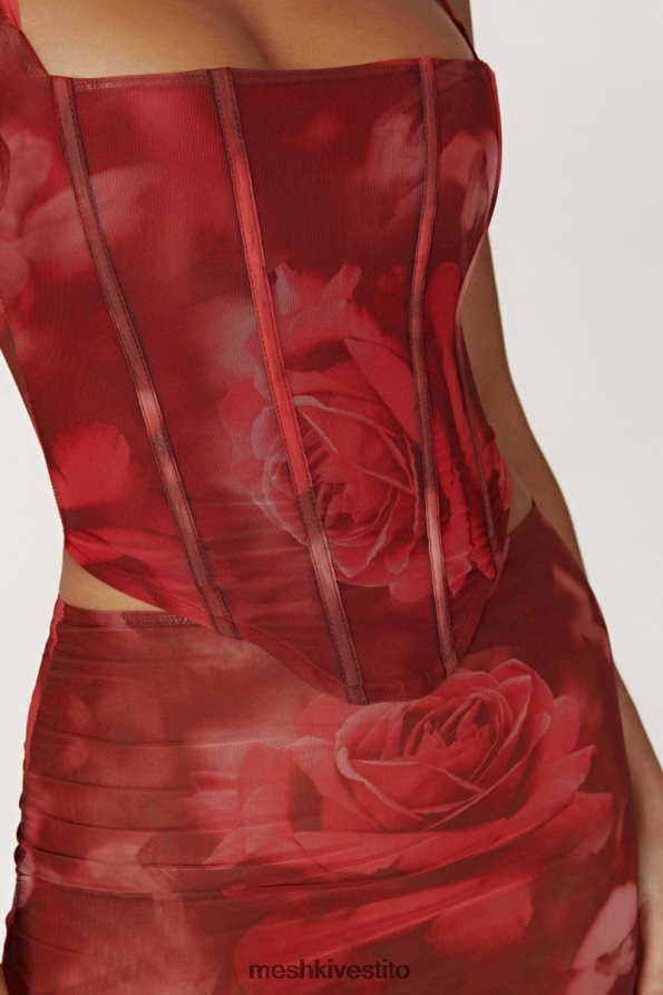 Meshki corsetto con lacci in rete Joanie vestiario stampa di rose oversize 6L048P896