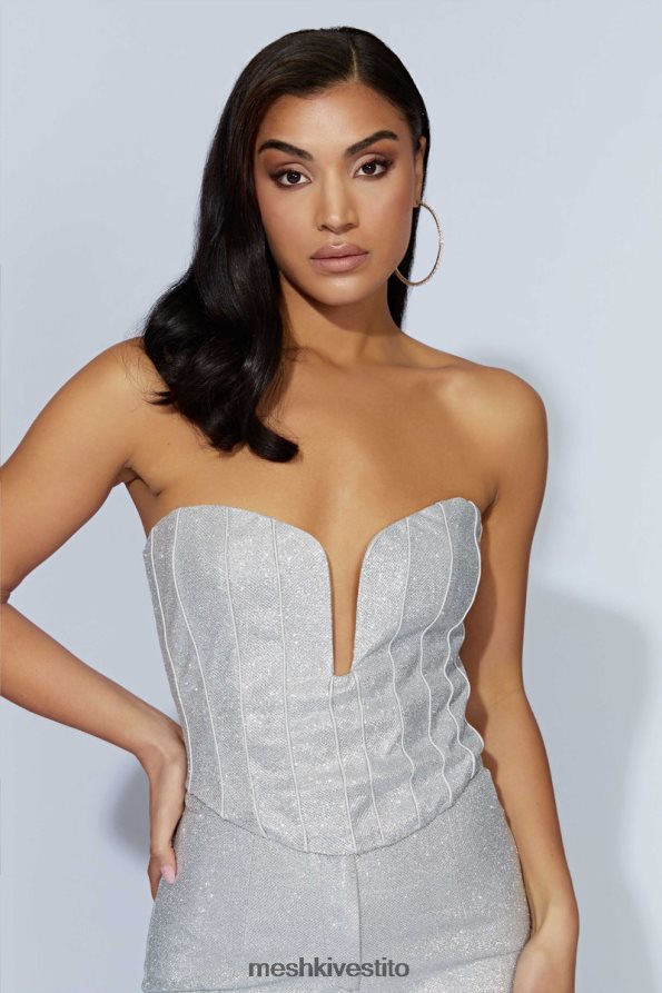 Meshki corsetto luccicante di felicità vestiario argento 6L048P885