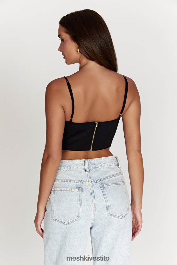 Meshki parte superiore del corsetto con ferretto di Maggie vestiario nero 6L048P1096