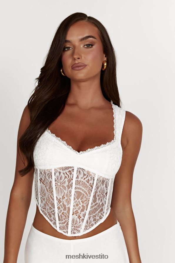 Meshki parte superiore del corsetto in pizzo aisha vestiario bianco 6L048P886