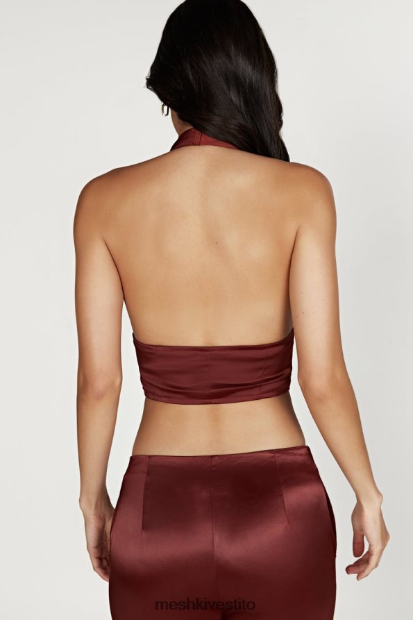 Meshki parte superiore del corsetto in raso Mallory vestiario cioccolato alla ciliegia 6L048P1066