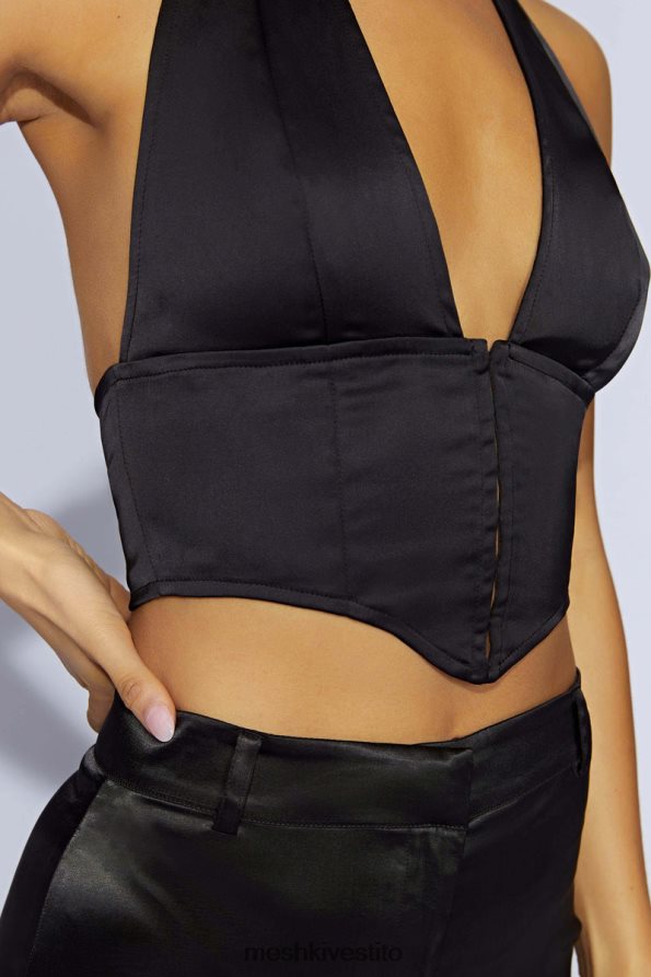 Meshki parte superiore del corsetto in raso Mallory vestiario nero 6L048P1122