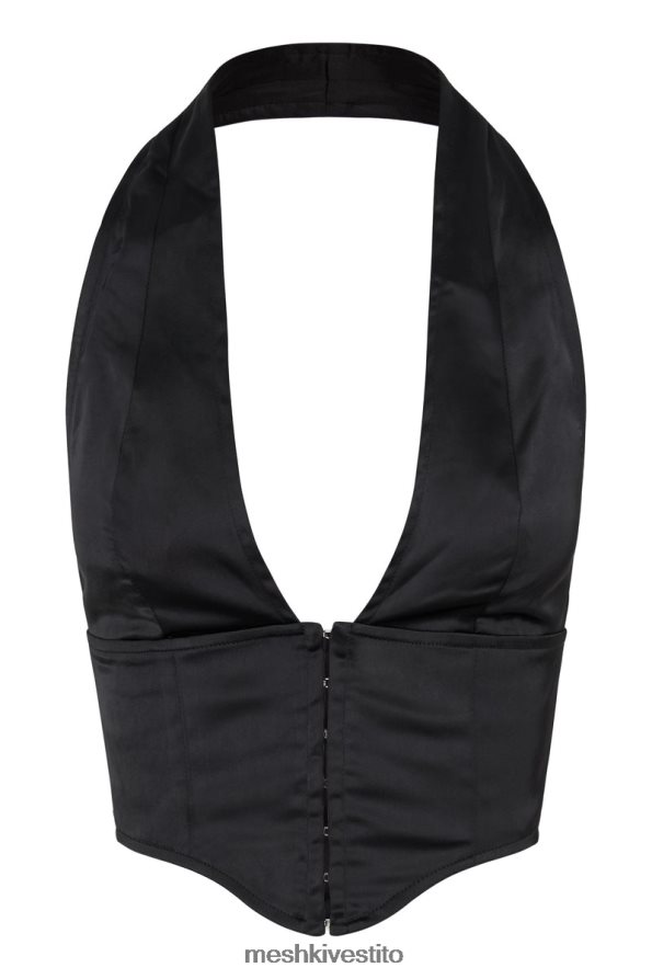 Meshki parte superiore del corsetto in raso Mallory vestiario nero 6L048P1122