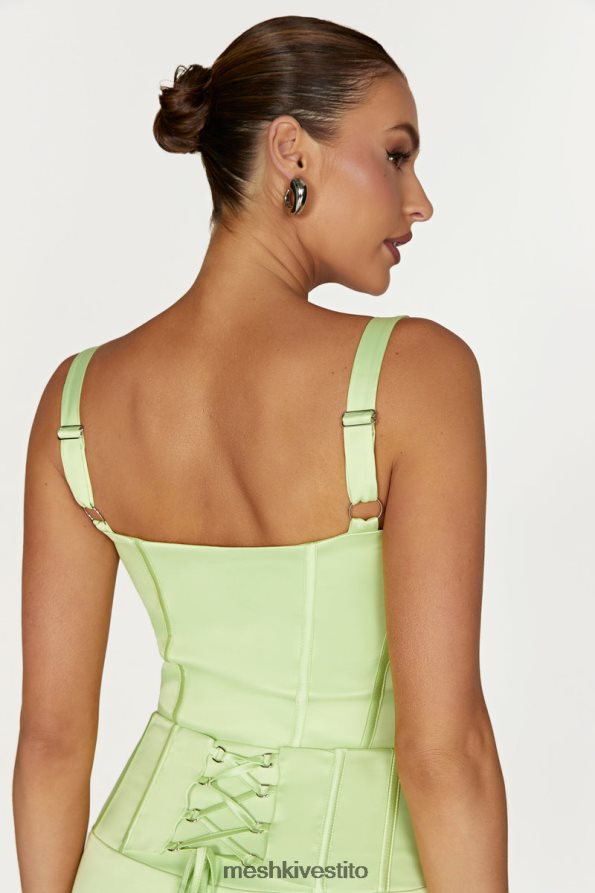 Meshki parte superiore del corsetto in raso scarlatto vestiario verde pistacchio 6L048P1000