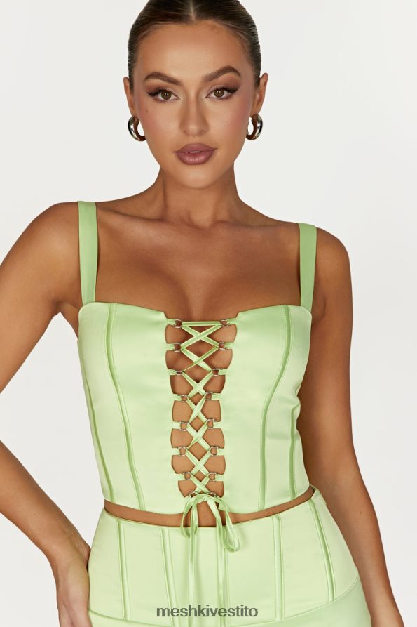 Meshki parte superiore del corsetto in raso scarlatto vestiario verde pistacchio 6L048P1000