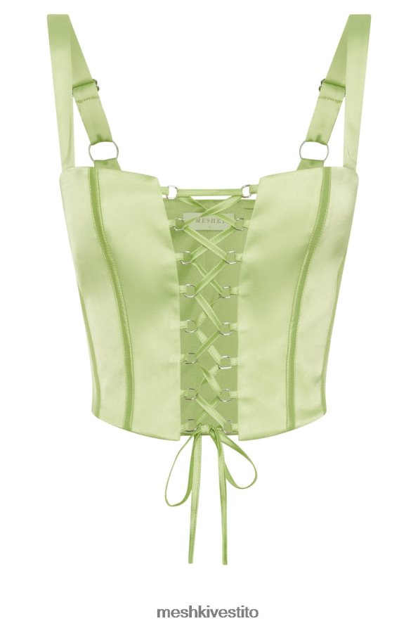 Meshki parte superiore del corsetto in raso scarlatto vestiario verde pistacchio 6L048P1000