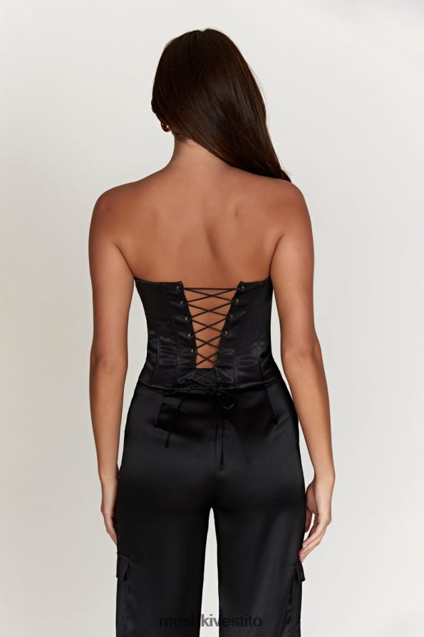 Meshki top corsetto con lacci amaya vestiario nero 6L048P995