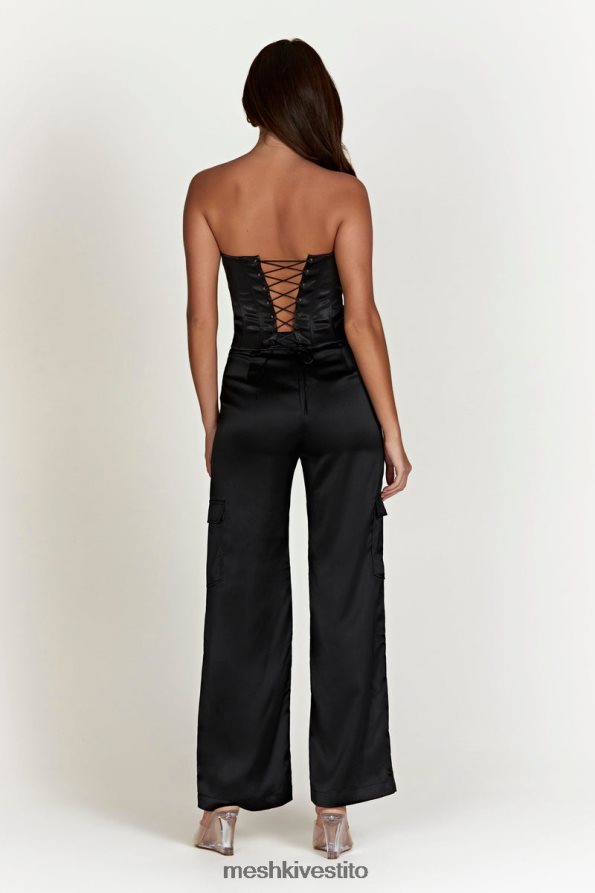 Meshki top corsetto con lacci amaya vestiario nero 6L048P995